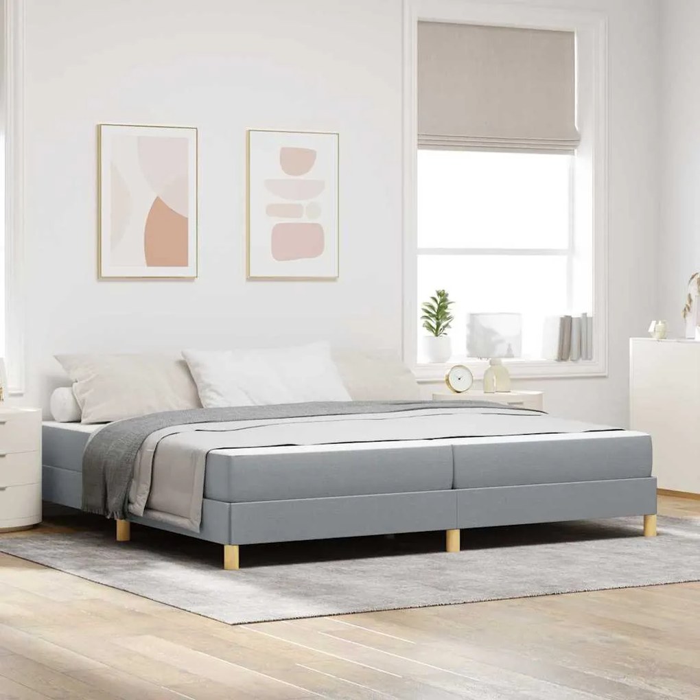 vidaXL Cama Box com colchão Cinzento-claro 200 x 200 cm tecido