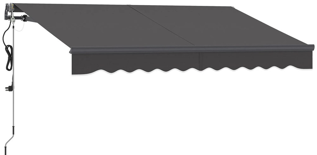 Outsunny Toldo Elétrico Retrátil com Controlo Remoto 296x250 cm Toldo de Exterior Enrolável com Manivela e Proteção UV30+ Cinza