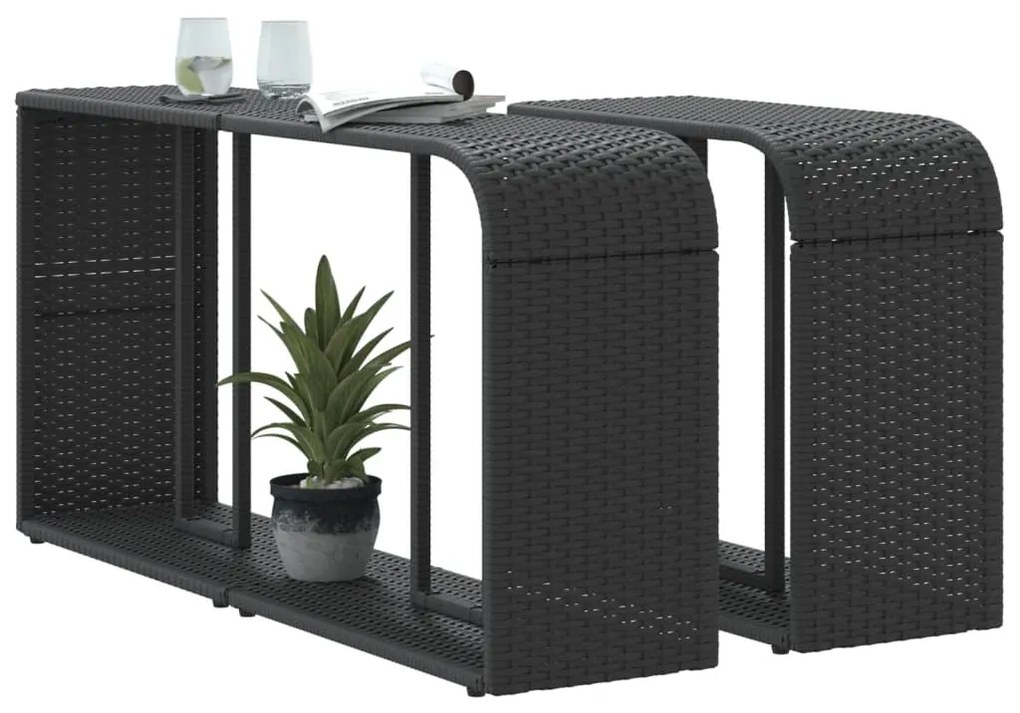 Prateleiras de arrumação 2 pcs vime PE preto