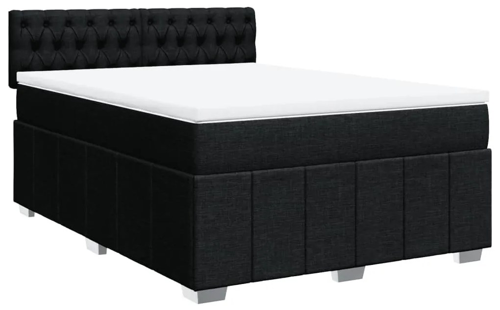 Cama com molas/colchão 140x200 cm tecido preto