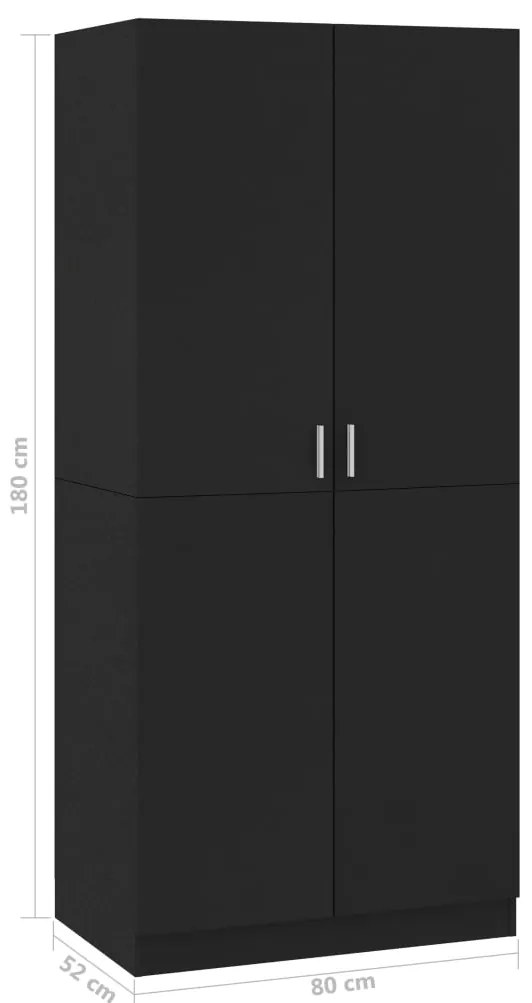 Roupeiro 80x52x180 cm derivados de madeira preto