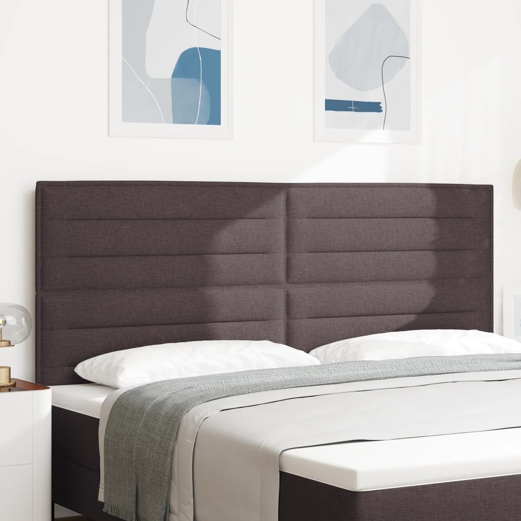 Cabeceira Design Linhas Castanha Escura 200 cm Tecido