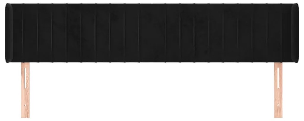 Cabeceira de cama c/ abas veludo 183x16x78/88 cm preto