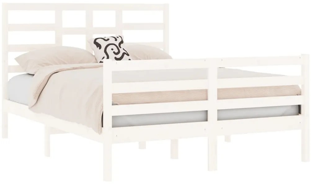 Estrutura cama pequena casal 120x190 cm pinho maciço branco