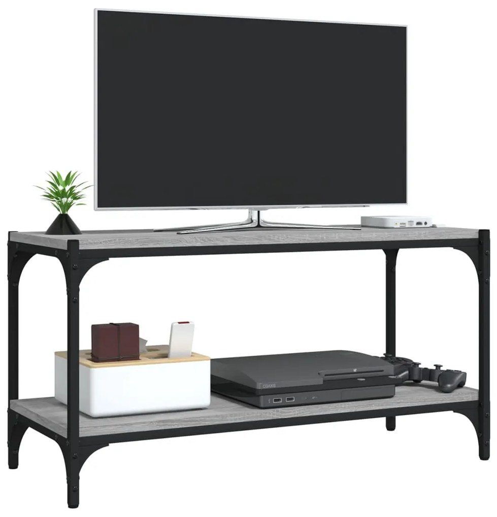 Móvel de TV 80x33x41 cm derivados madeira/aço cinzento sonoma