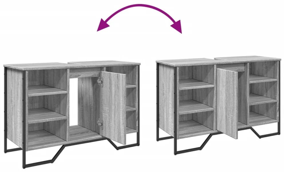 Móvel p/ lavatório 91x35x60cm derivados madeira cinzento sonoma