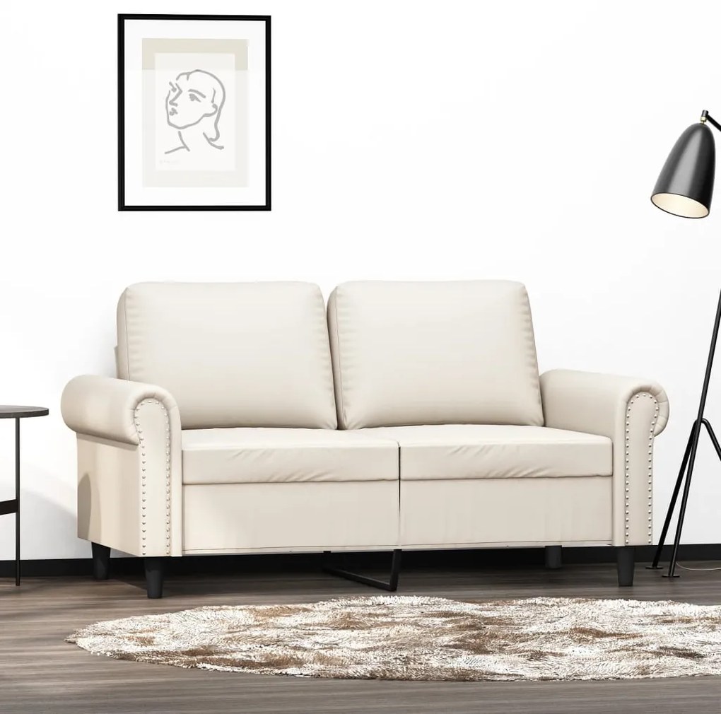 vidaXL Sofá de 2 lugares 120 cm couro artificial cor creme