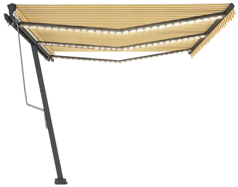 Toldo automático LED e sensor de vento 600x300cm amarelo/branco