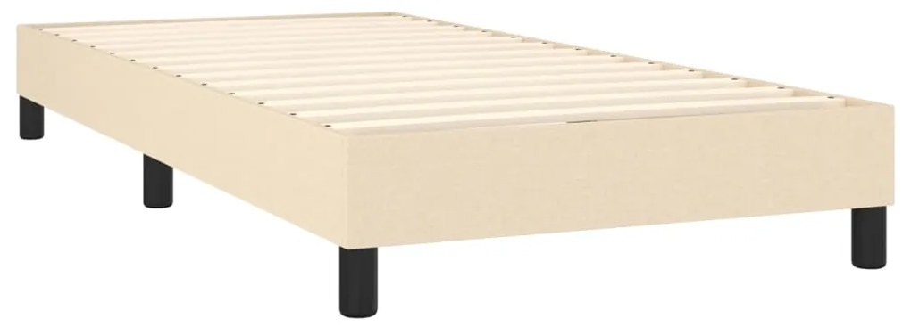 Cama box spring c/ colchão e LED 90x190 cm tecido cor creme