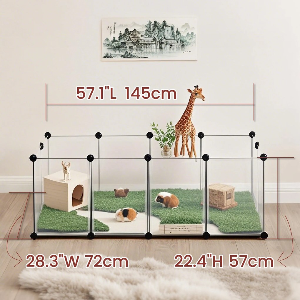 Parque animais de estimação Plástico com painéis no chão 125 x 63 x 42 cm Branco