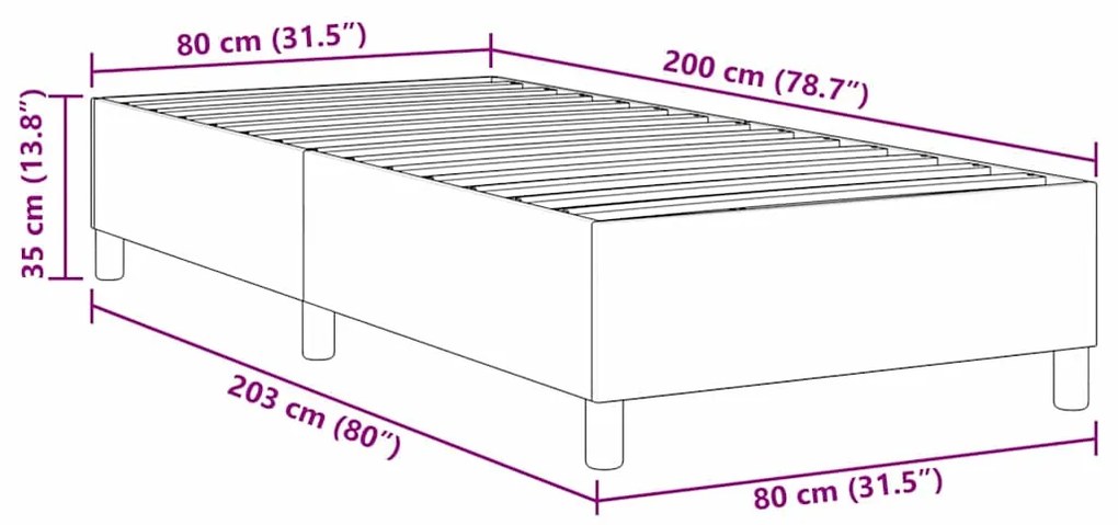 Cama Box Spring vidaXL Azul 80x200 cm em Tecido de Veludo Cotelê