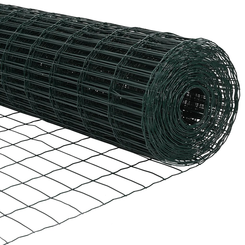 Cerca Euro com 7 Postes 0.4x10 m Aço Galvanizado Verde