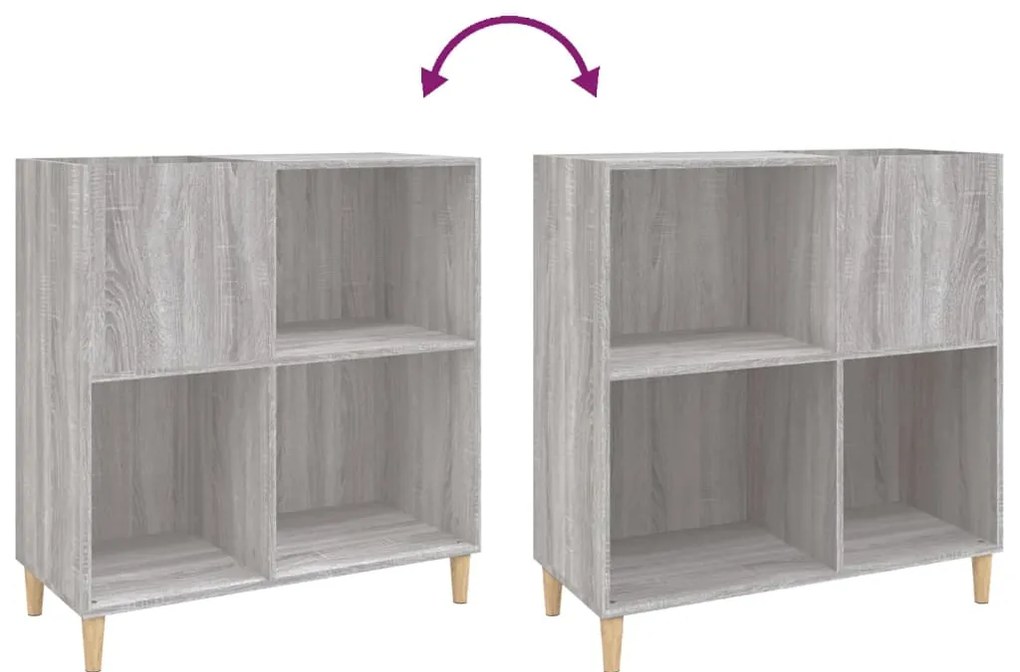 Armário p/ discos 84,5x38x89 cm derivados madeira cinza sonoma