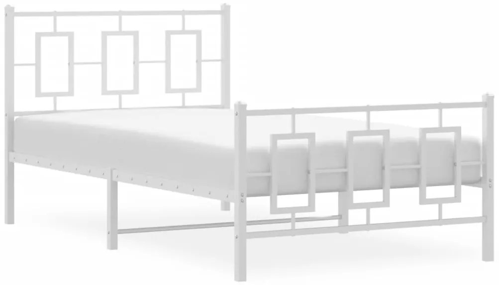 Estrutura de cama com cabeceira e pés 100x190 cm metal branco
