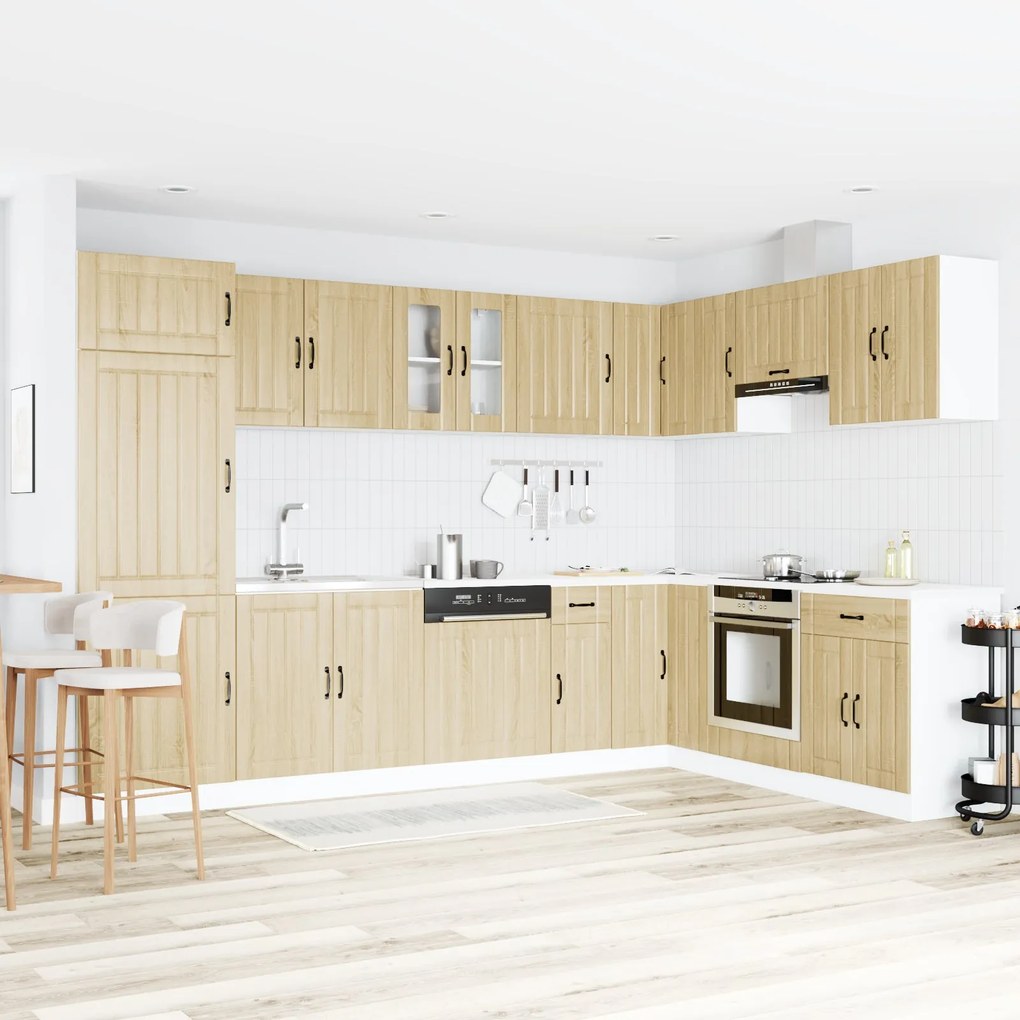 Armário de Cozinha vidaXL "Lucca" com Duas Pias em Carvalho Sonoma MDF