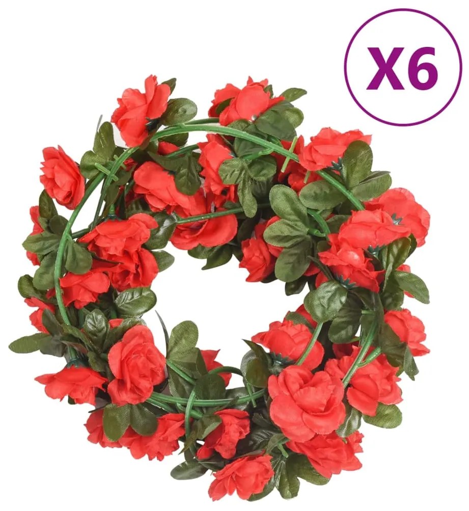 Grinaldas de flores de Natal 6 pcs 240 cm vermelho