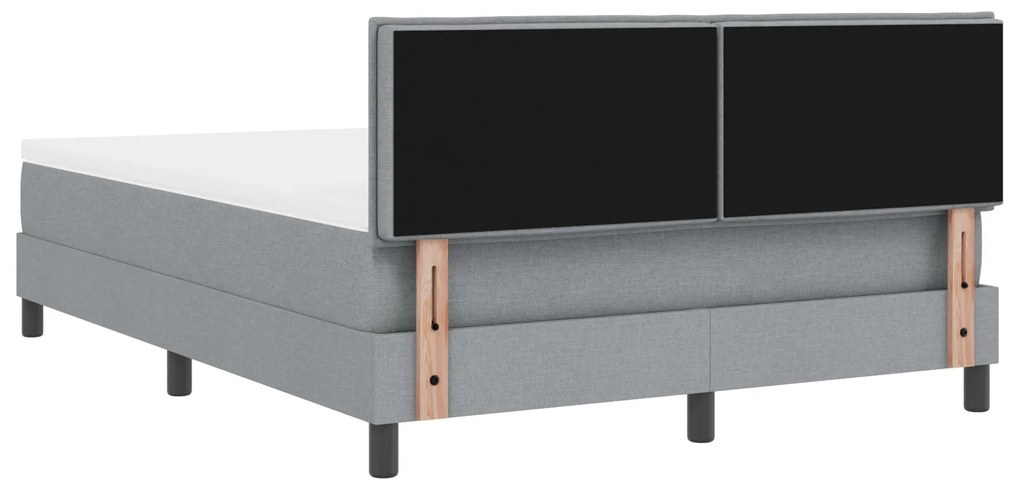 Cama Box Spring com colchão Cinza Claro 140x190 cm Tecido