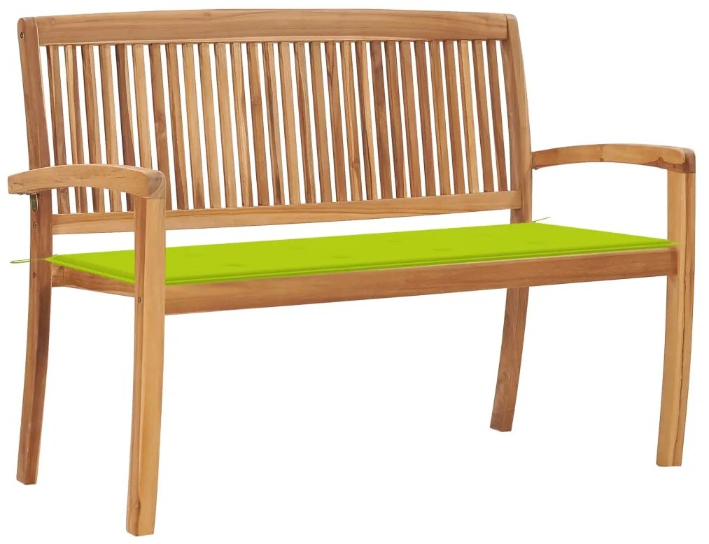 vidaXL Banco de jardim empilhável c/ almofadão 128,5 cm teca maciça
