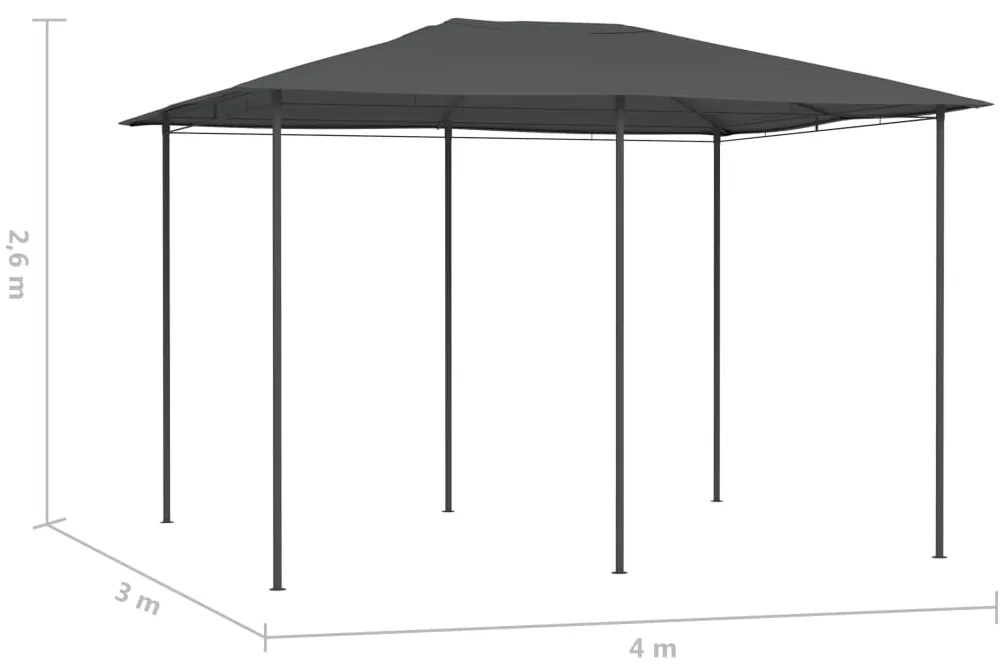 Gazebo 3x4x2,6 m 160 g/m² antracite