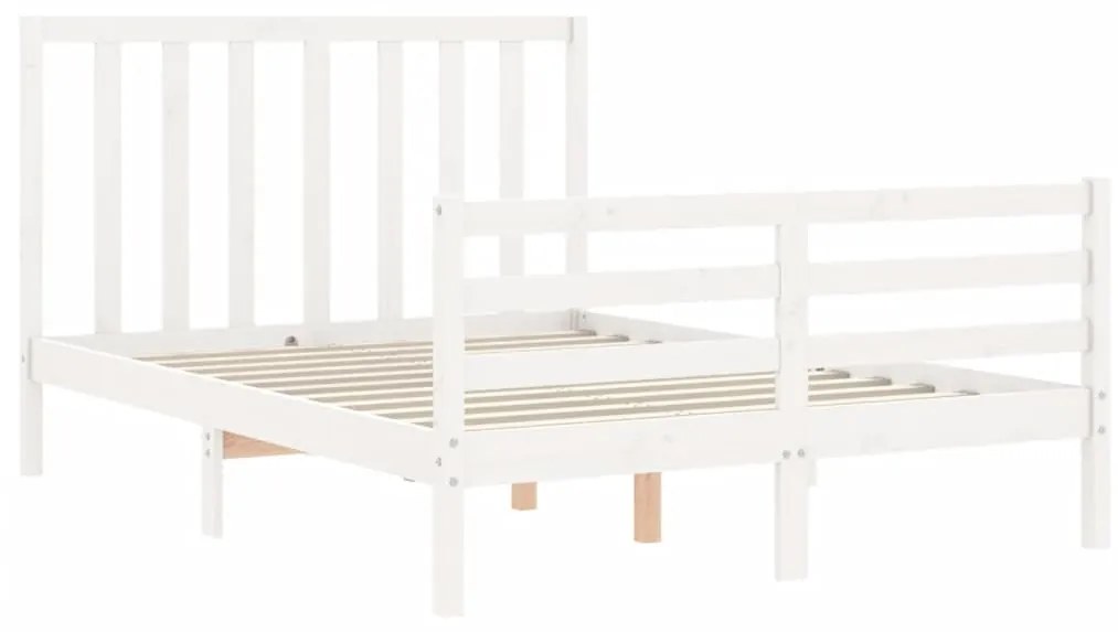 Estrutura de cama com cabeceira 120x200cm madeira maciça branco