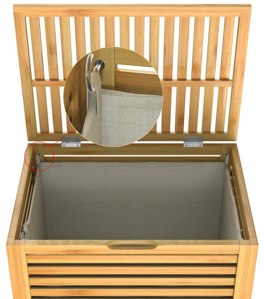 Cesto para roupa suja em bambu 62 L, 51 x 36 x 61 cm Cor Natural