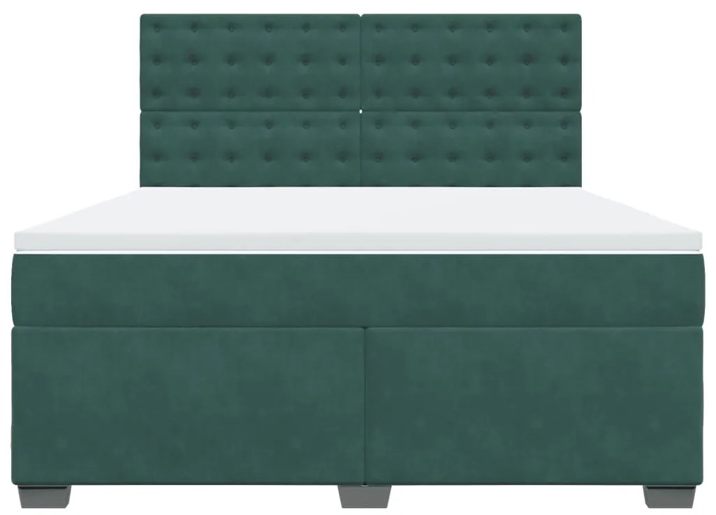 Cama com molas/colchão 180x200 cm veludo verde-escuro