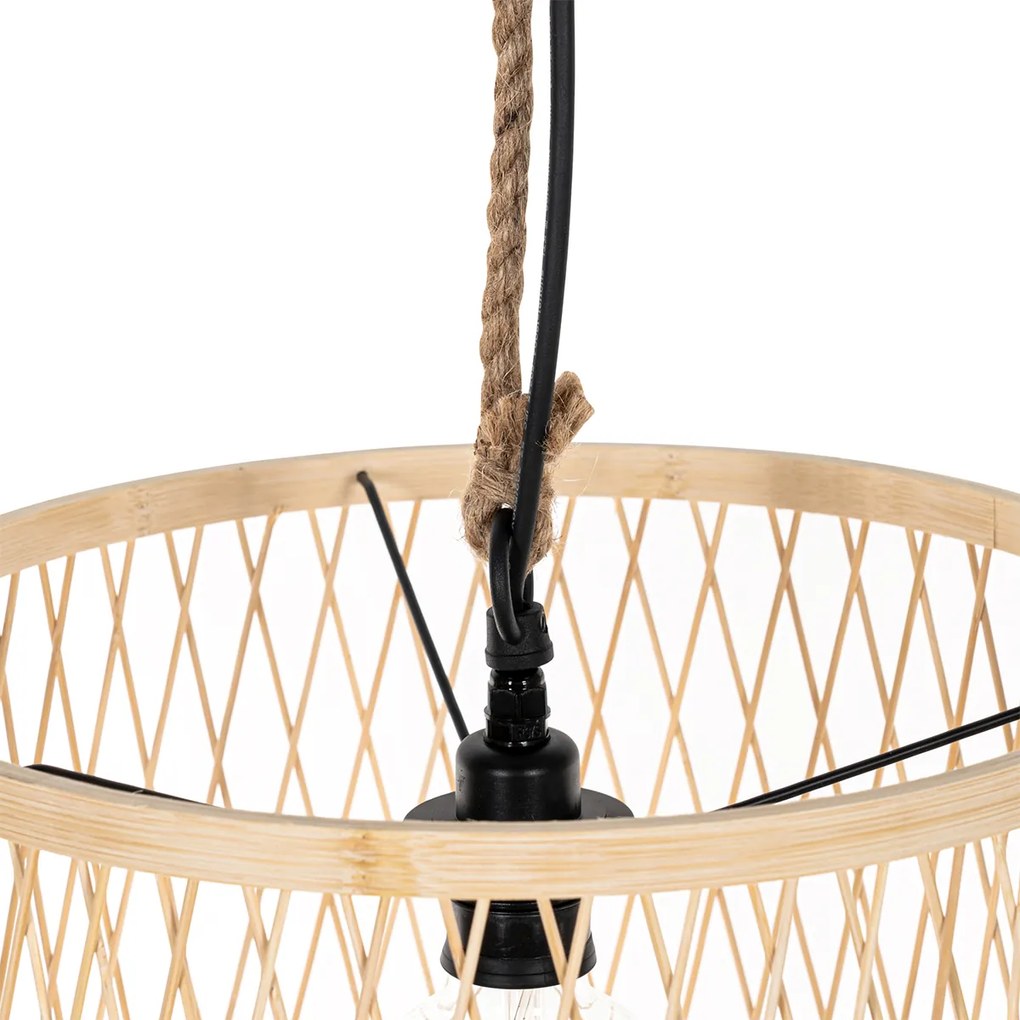 Candeeiro de suspensão rústico de exterior em vime 40 cm - Calamus Rústico