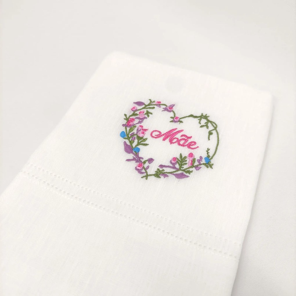 Toalha de Banho Linho JOL Coração com Ponto Aberto Personalizável