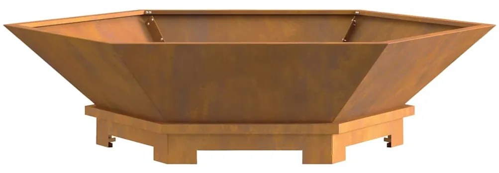 Fogueira Hexagonal vidaXL 100x100x28 cm Aço Envelhecido