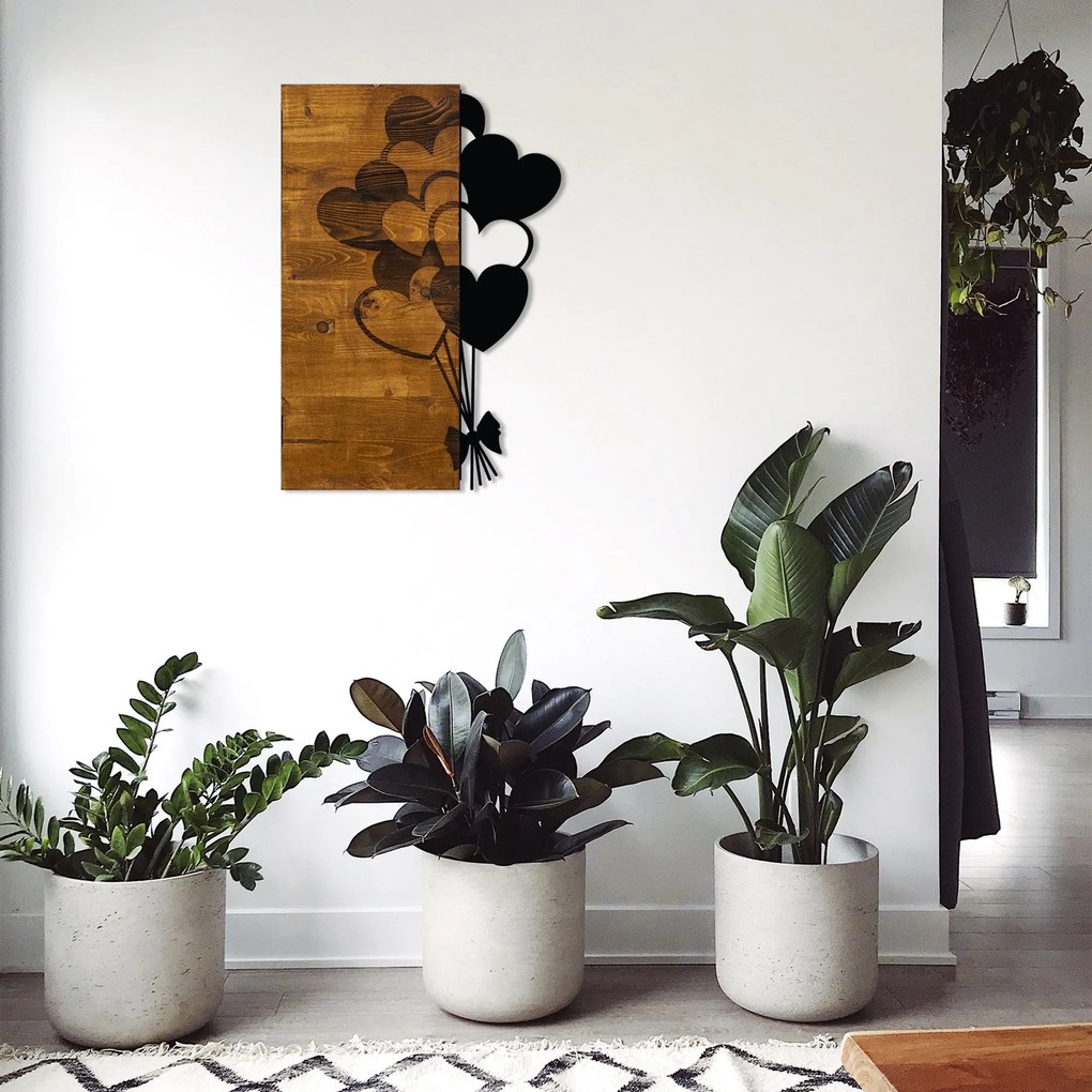 Acessório Decorativo de Parede Love Metal – Nogueira e Preto – 39 x 58