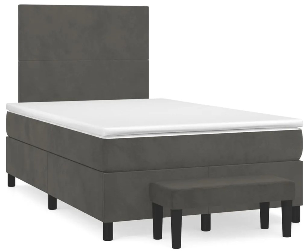 vidaXL Cama boxspring com colchão 120x190 cm veludo cinzento-escuro