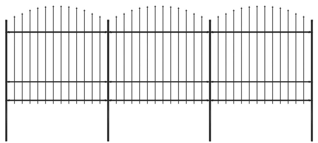 vidaXL Cerca de jardim com topo em lanças (1,5-1,75)x5,1 m aço preto