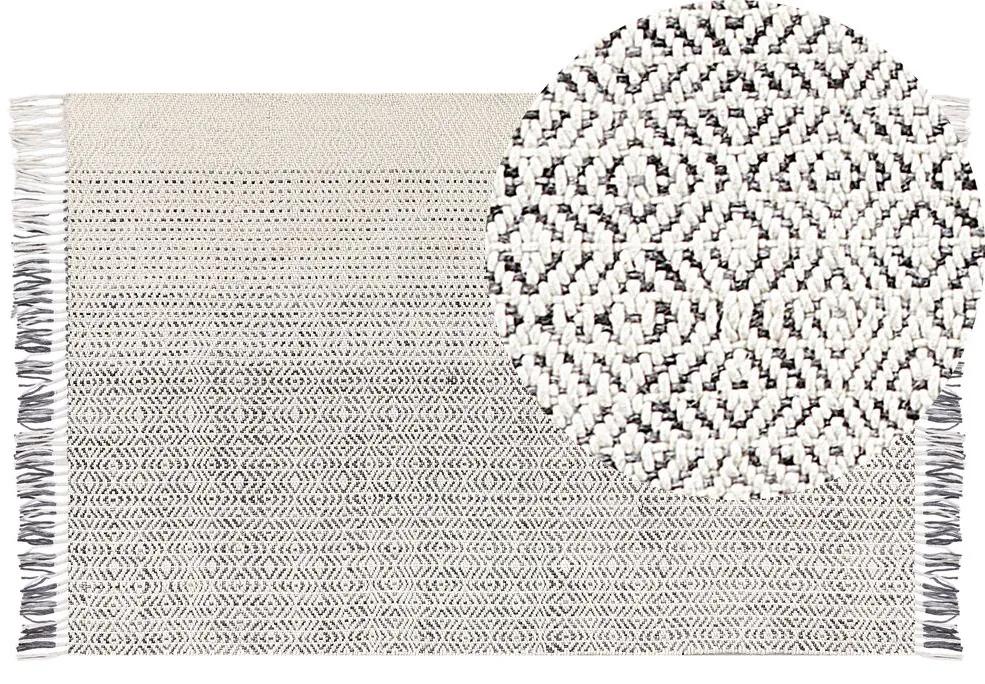 Tapete de lã branca e cinzenta 140 x 200 cm OMERLI Beliani