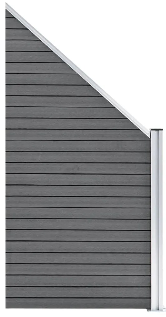 Painel vedação WPC 2 quadrados + 1 inclinado 446x186cm cinzento