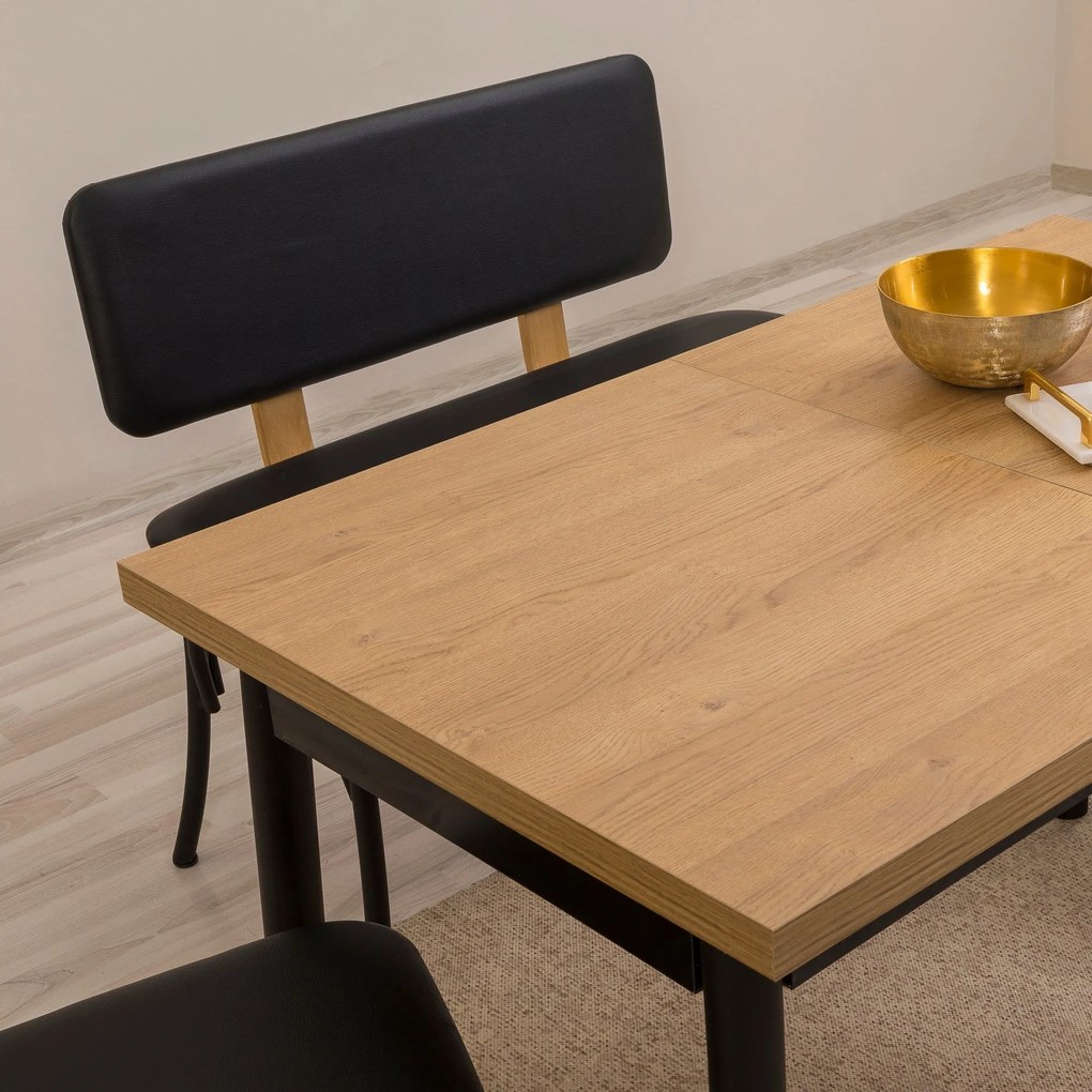 Conjunto de Mesa de Jantar Extensível e Cadeiras Oliver – Preto – Mesa