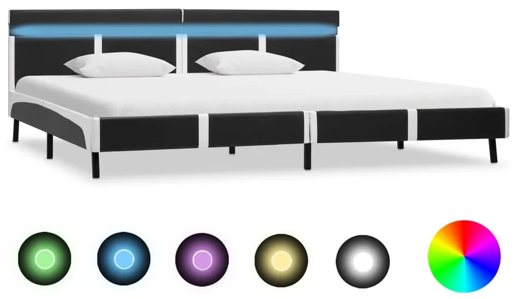 Estrutura de cama c/ LED 180x200 cm couro artificial cinzento