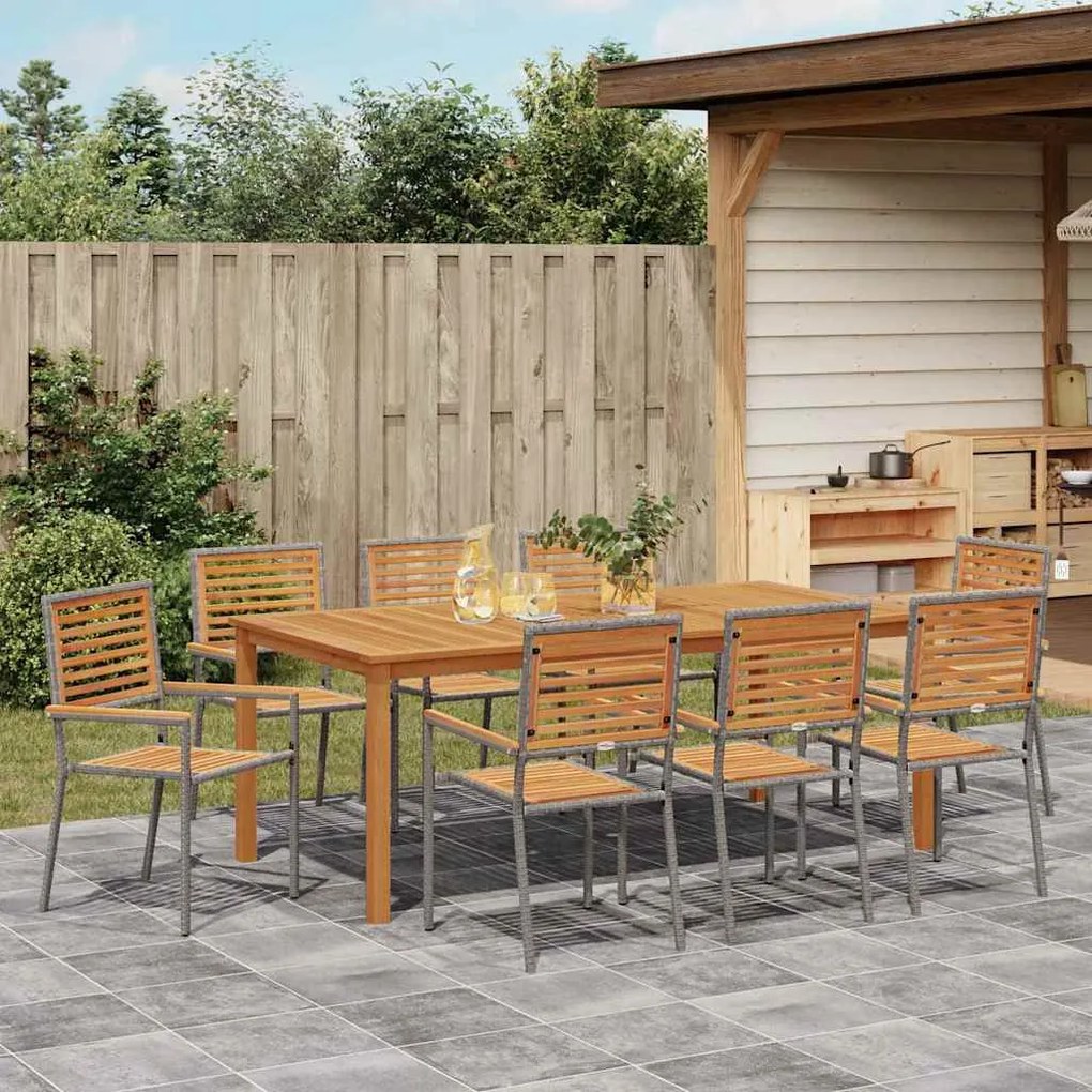 Conjunto de Jantar de Jardim 9 pcs Cinzeto 200 x 100 x 74 cm
