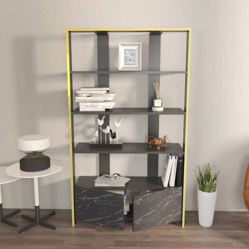 Estante Elena – Preto Mármore – 93,6 cm x 160 cm x 31,5 cm