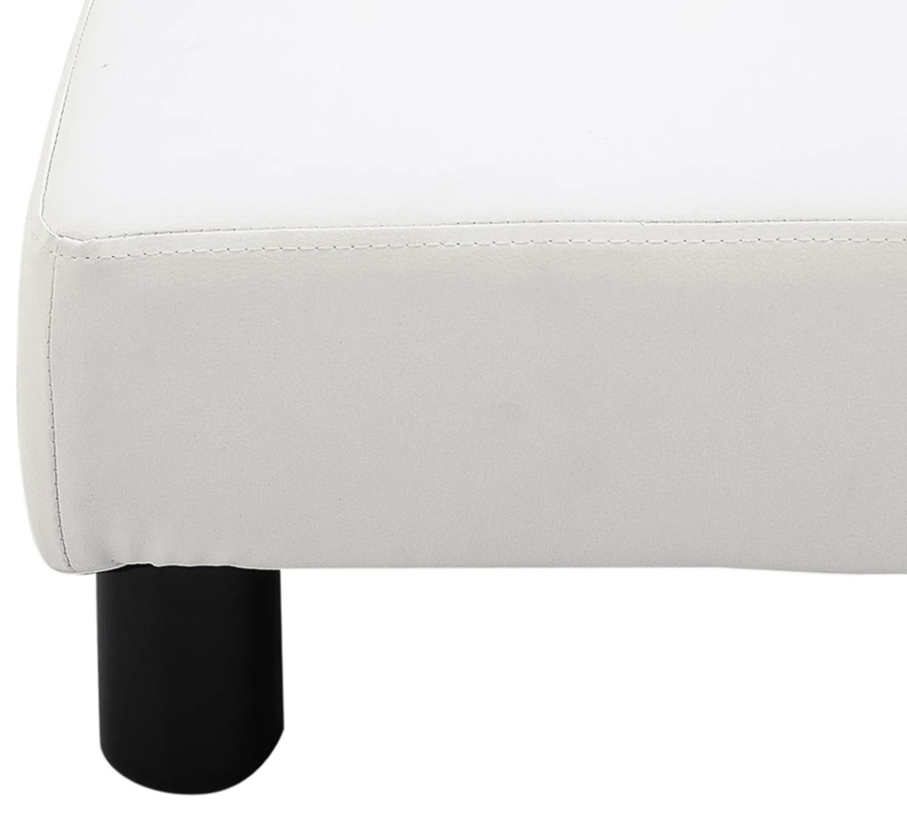 Apoio para os Pés Pufe Banco Pequeno Estofado em Pele Sintética com Assento Acolchoado e Pés de Plástico 40x30x24cm Branco
