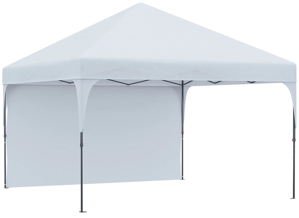 Outsunny Tenda Dobrável 3x3m com Altura Ajustável Tenda de Jardim com 1 Parede Lateral Teto com Ventilação 4 Sacos de Areia e Bolsa de Transporte para Acampamento Festas Branco