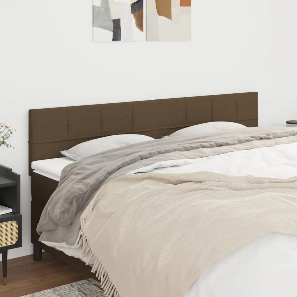 346091 vidaXL Cabeceira de cama 2 pcs tecido 100x5x78/88 cm castanho -escuro