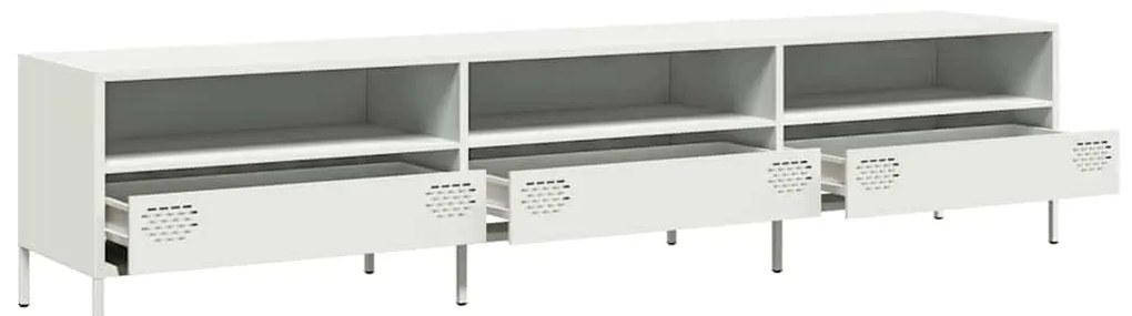 Móvel de TV 202x39x43,5 cm aço laminado a frio branco