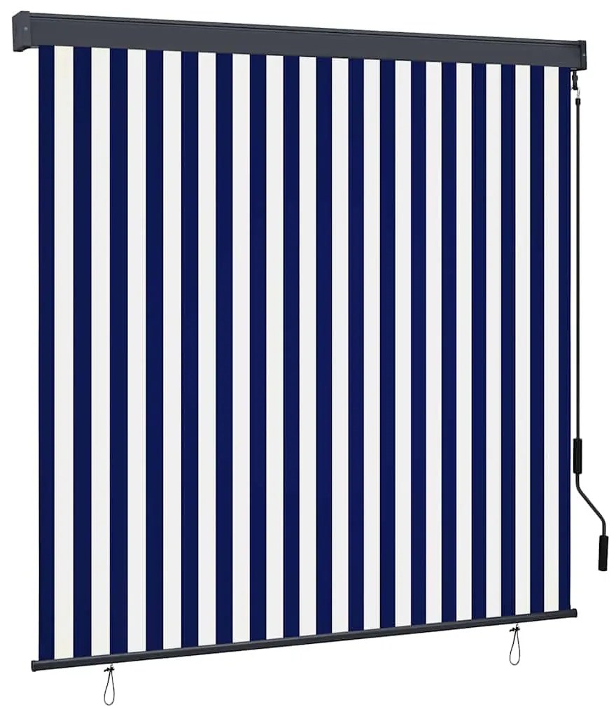 vidaXL Estores de rolo Azul e Branco 180 x 250 cm Tecido e Alumínio