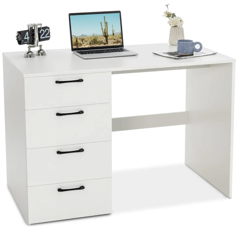 Mesa para computador com 4 gavetas para sala, quarto, escritorio 110 x 60 x 76 cm Branco