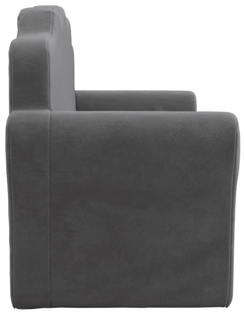 Sofá-cama infantil de 2 lugares pelúcia macia antracite