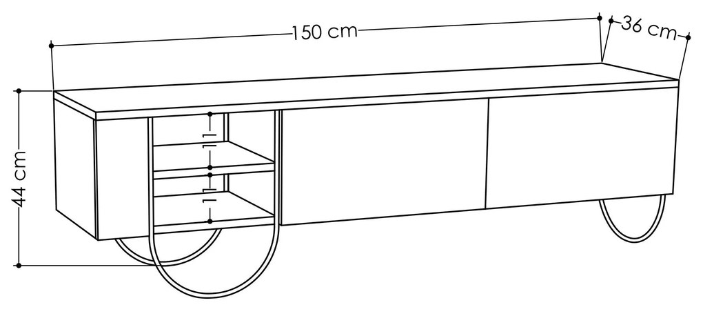 Móvel de TV "Norfolk" – 150x44x36 cm – Branco e Preto - Design Moderno