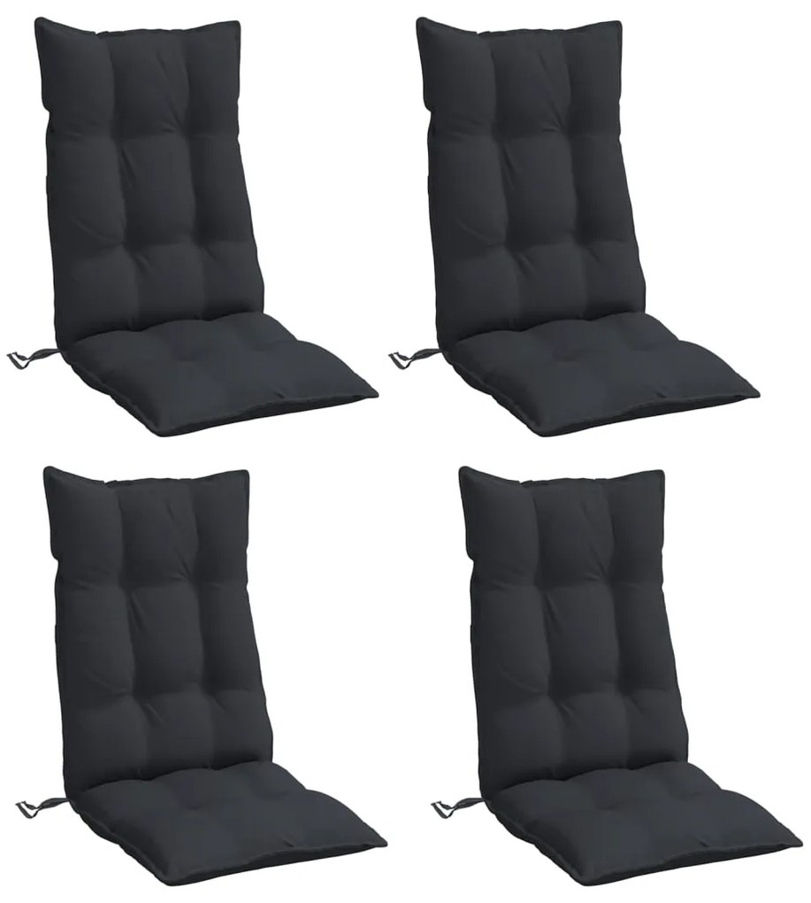 Almofadões p/ cadeira encosto alto 4 pcs tecido oxford preto