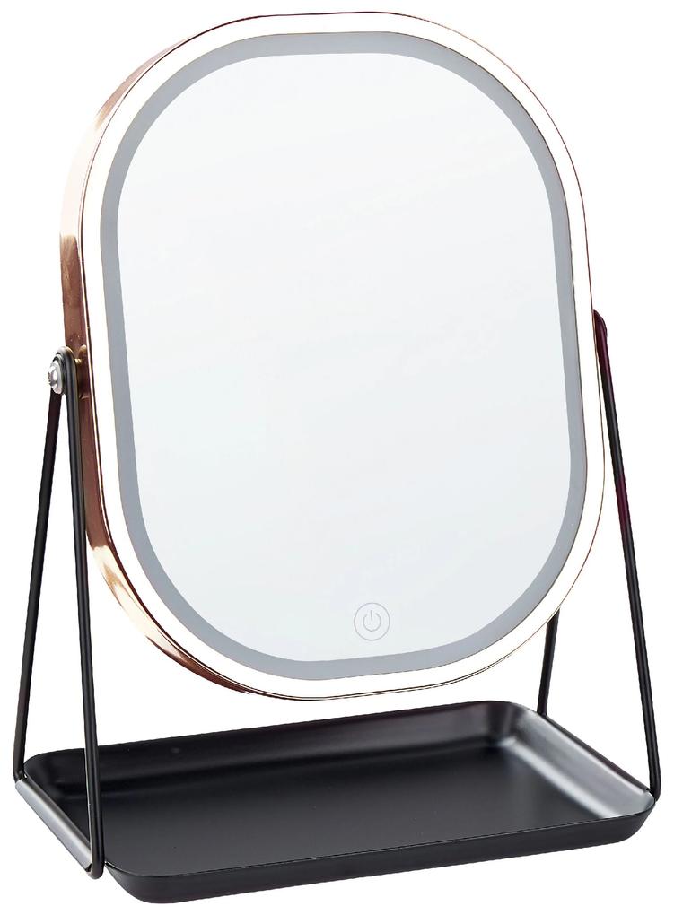 Espelho de maquilhagem rosa dourado com LED 20 x 22 cm DORDOGNE Beliani