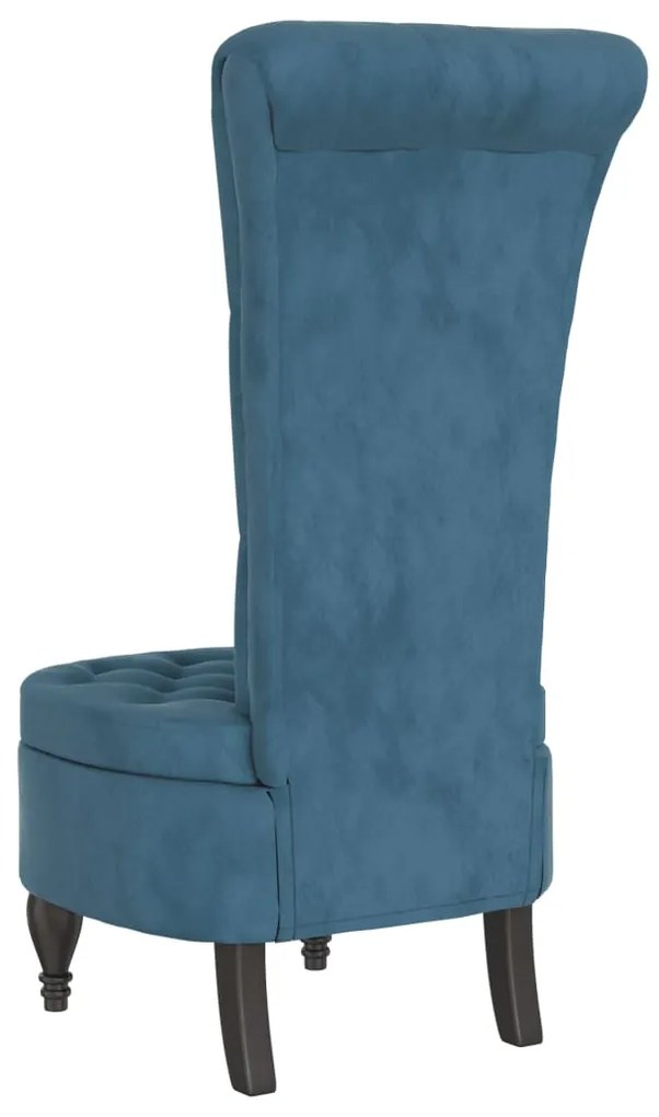 Cadeirão com encosto alto veludo azul design de botões