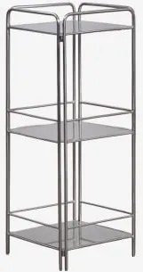 Estante De Banho 30x80 Cm Em Aço Inoxidável E Vidro Idunai Aço Inoxidável Escovado - Sklum